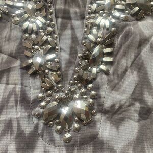 Elegant Silver Embellished blouse size L